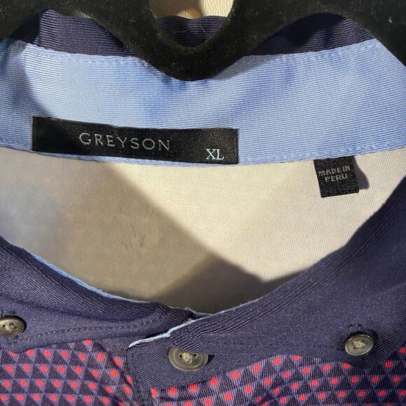 Greyson Golf Shirt Polo Mens XL Performance Stretch All Over Print Button Down * - Picture 3 of 7